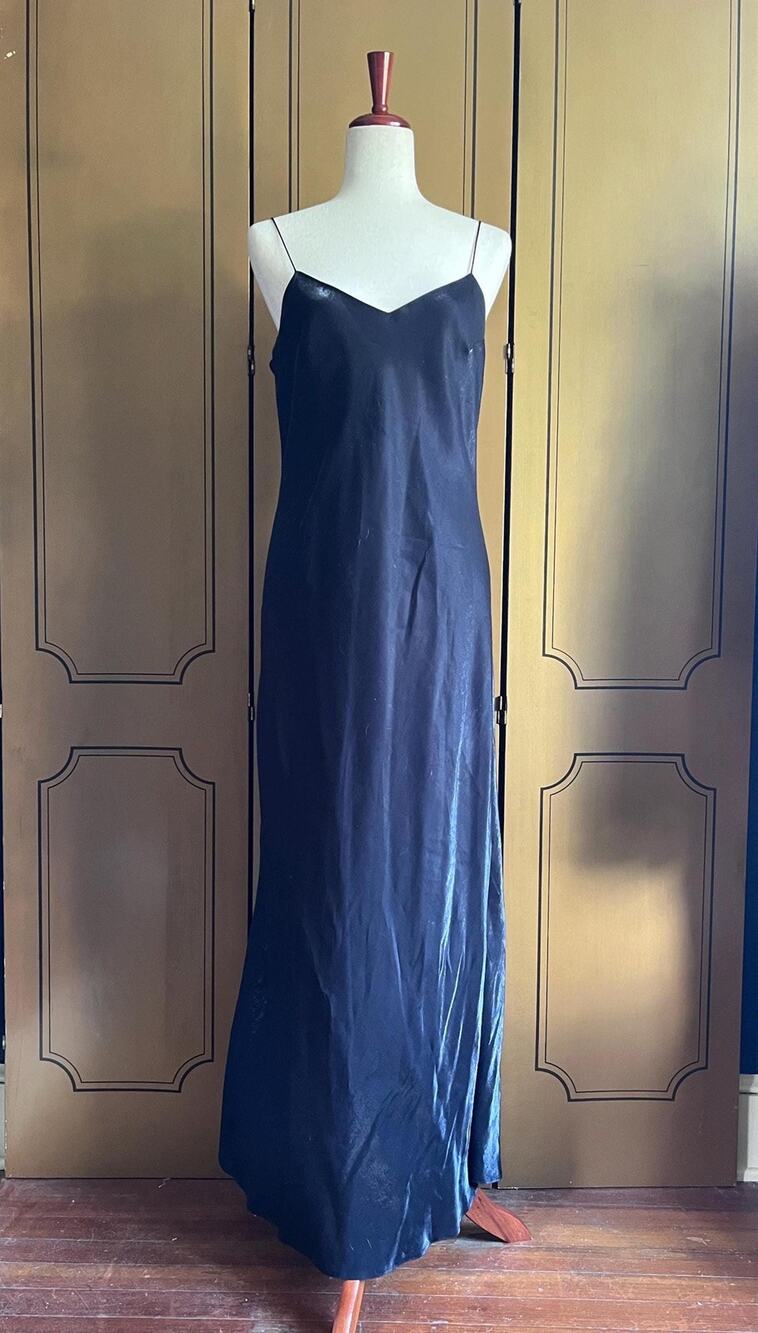 Vintage maxi slip dress in black, size L